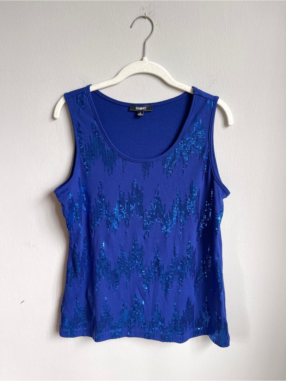 Y2K-Style Royal Blue Sequin Sleeveless Tank Top